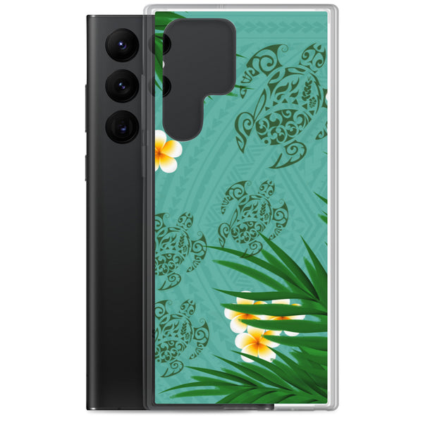 Honu (Hawaiian Sea Turtle) Family and Plumeria Tattoo - Samsung Galaxy Case S10 S20 S21 S22 E FE Plus and Ultra