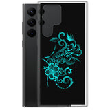 Hibiscus Tattoo - Teal - Samsung Galaxy Case S10 S20 S21 S22 E FE Plus and Ultra