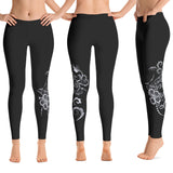 silver hibiscus tattoo long legging