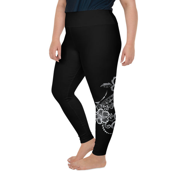 hibiscus tattoo plus size legging