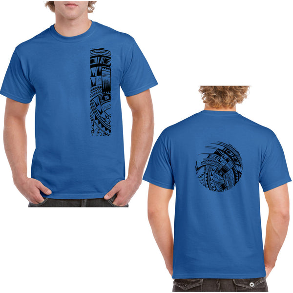 Polynesian tattoo blue t shirt