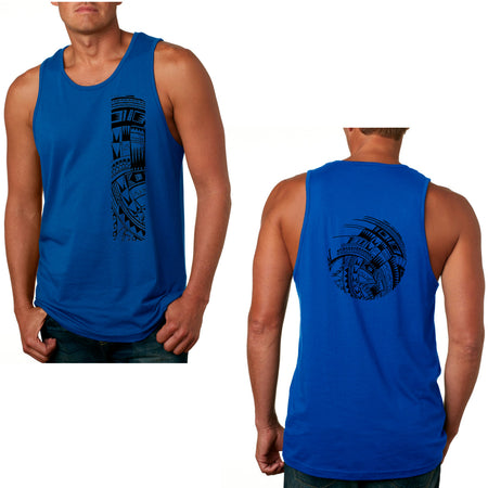Men's Short Sleeve Poly-Cotton Blend with Samoan Tattoo Print