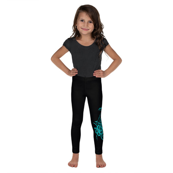 teal hibiscus toddler leggings