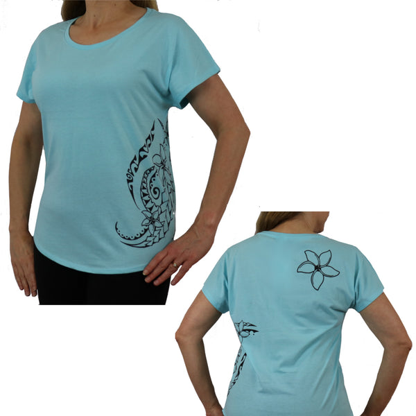 light blue polynesian tattoo t shirt