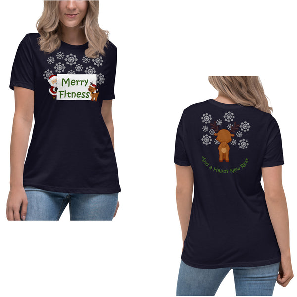 Christmas - Merry Fitness and a Happy New Rear Women's Relaxed T-Shirt