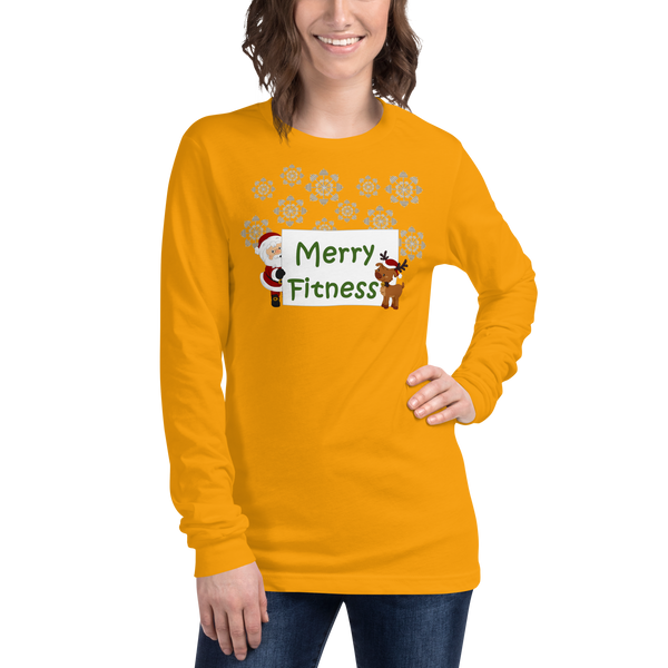Christmas - Merry Fitness and a Happy New Rear Women's Long Sleeve Tee