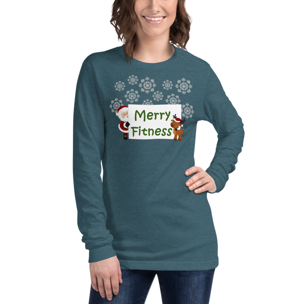 Christmas - Merry Fitness and a Happy New Rear Women's Long Sleeve Tee