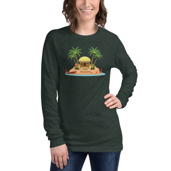 Christmas in Hawaii - Happy Huladays / Mele Kalikimaka Women's Long Sleeve Tee