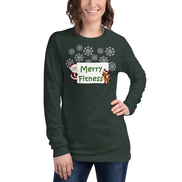 Christmas - Merry Fitness and a Happy New Rear Women's Long Sleeve Tee