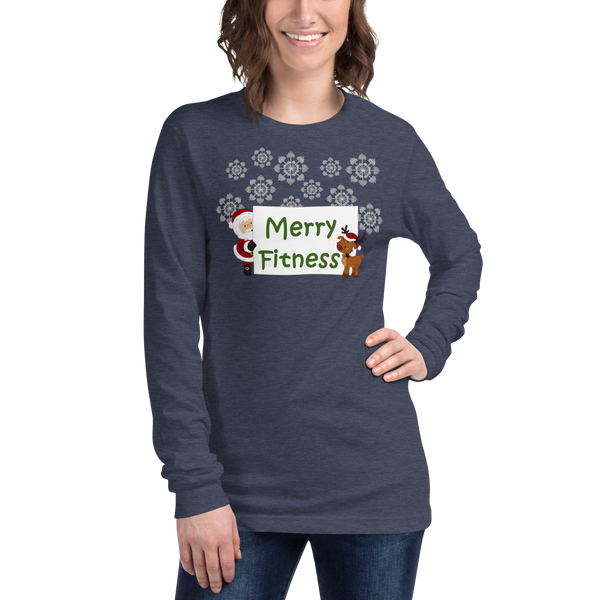 Christmas - Merry Fitness and a Happy New Rear Women's Long Sleeve Tee
