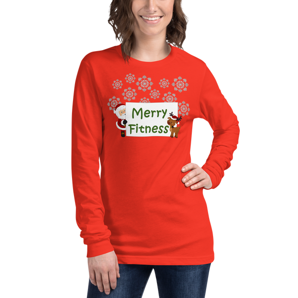 Christmas - Merry Fitness and a Happy New Rear Women's Long Sleeve Tee