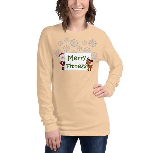Christmas - Merry Fitness and a Happy New Rear Women's Long Sleeve Tee