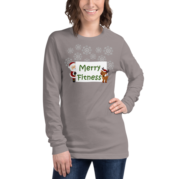 Christmas - Merry Fitness and a Happy New Rear Women's Long Sleeve Tee