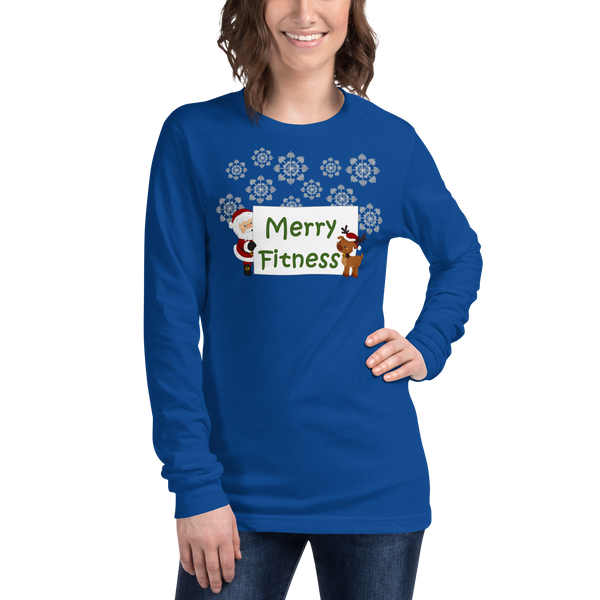 Christmas - Merry Fitness and a Happy New Rear Women's Long Sleeve Tee
