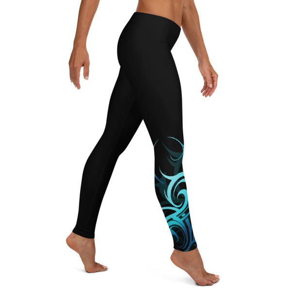 Wave Pattern Long Yoga Leggings - 2 Bands Available (Regular and