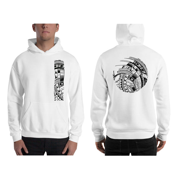 White Polynesian Samoan tattoo Hawaiian Hooded Sweatshirt