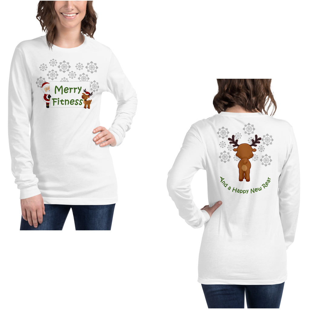 Christmas - Merry Fitness and a Happy New Rear Women's Long Sleeve Tee