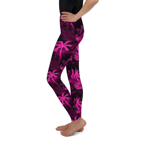 child hot pink palm tree leggings