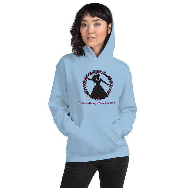 There's Always Time for Hula Unisex Hoodie Female Dancer Pink Silouette