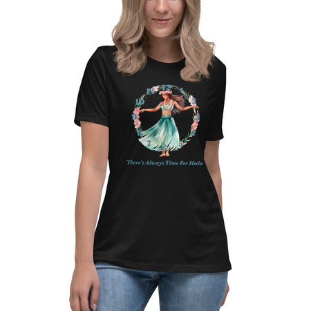 There's Always Time for Hula Unisex Long Sleeve Tee Female Dancer with Uli Uli's