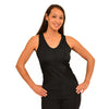 Mesh black yoga tank top with hibiscus design