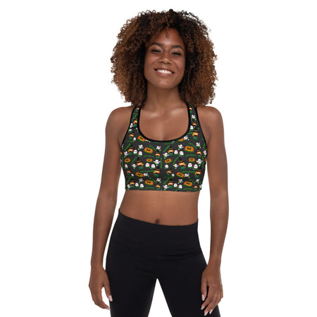 Tropical Fern Strappy Sports Bra with Removable Cups