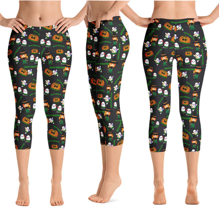 Tropical Fern Hawaiian Crop Yoga Pants with pocket
