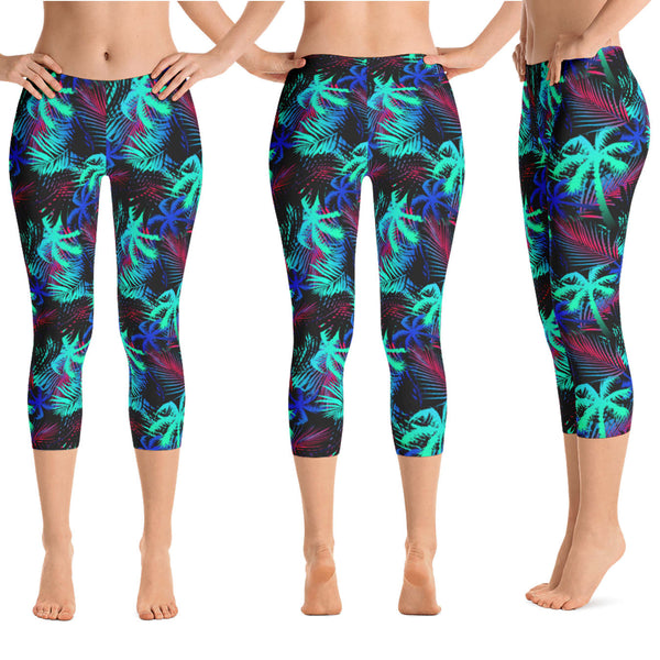 Palm Tree Neon Crop Pants
