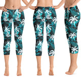 Hawaiian palm tree fern crop pants