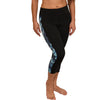 Hawaiian black crop pants with fern pattern detail