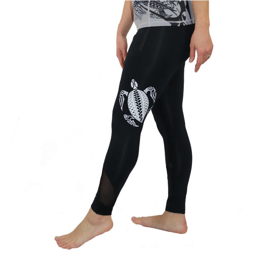 White and Blue Hawaiian Fern & Floral Long Yoga Pants / Leggings – Ori  Active