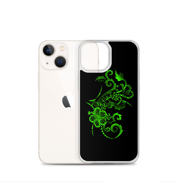 Hibiscus Tattoo iPhone Case - Lime Green -  iPhone Case 11 12 13 (Pro Pro max Mini) 7 8 plus SE XR, X, XS, Xs max