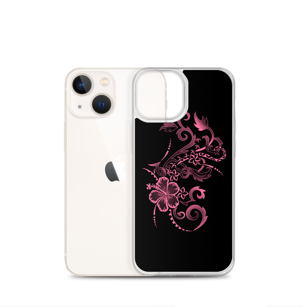Hibiscus Tattoo iPhone Case - Hot Pink -  iPhone Case 11 12 13 (Pro Pro max Mini) 7 8 plus SE XR, X, XS, Xs max