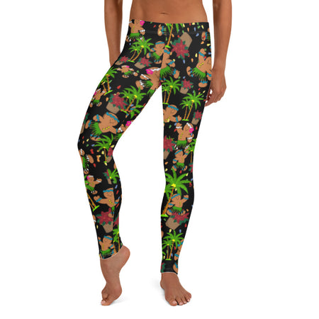Hawaiian Hibiscus Tattoo Long Yoga Leggings - 7 Colors Available - Regular, Wide Band, & Plus Size