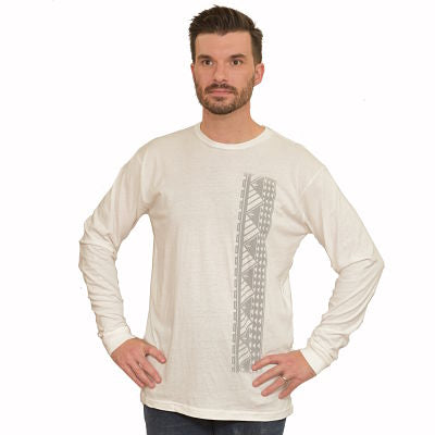 Men's Long Sleeve Cotton Shirt with Samoan Tattoo Print