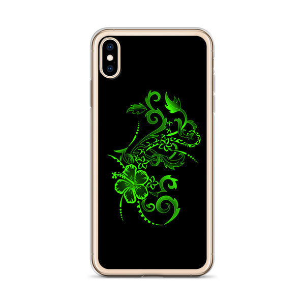 lime bright hibiscus iphone case