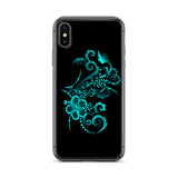 teal hibiscus iphone case