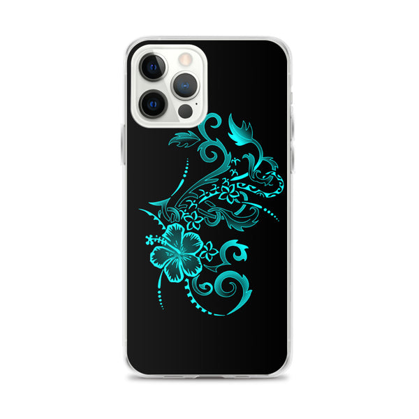 teal hibiscus floral iphone case