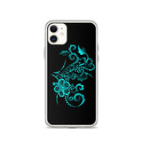 teal hibiscus iphone case