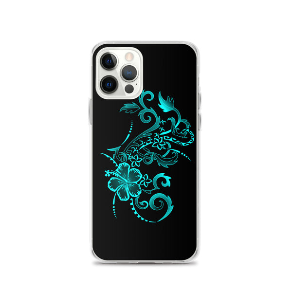 Hibiscus iphone case teal