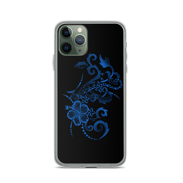 blue hibiscus tattoo iphone case