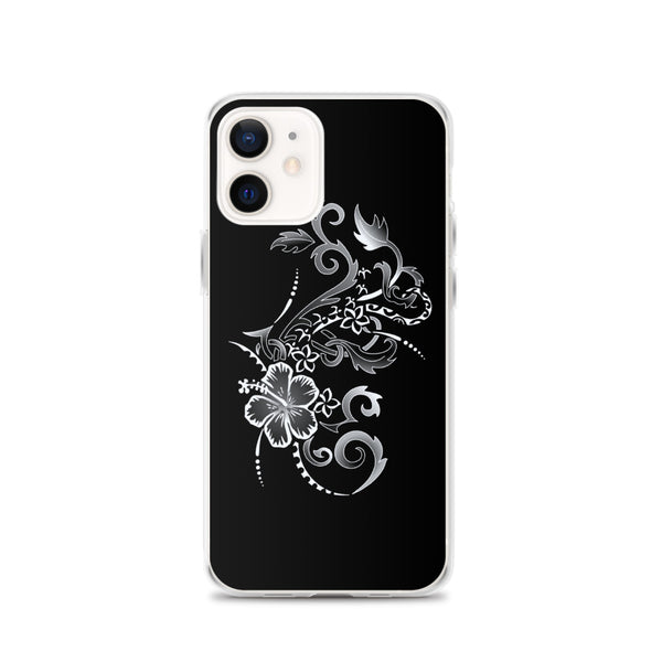 silver hibiscus iphone case