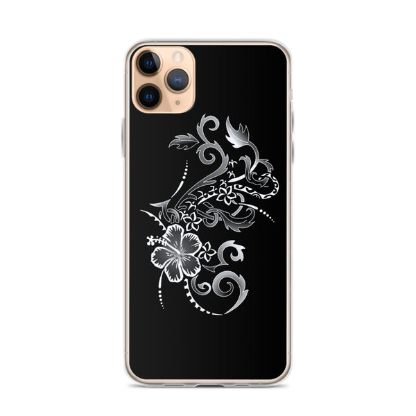 sliver hibiscus tattoo iphone case