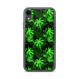 neon green palm tree fern iphone case