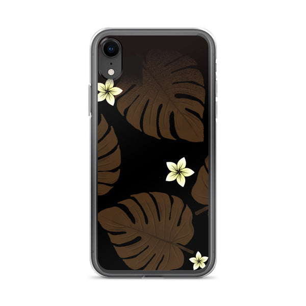 Plumeria brown and black iphone case