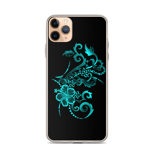teal hibiscus tattoo iphone case