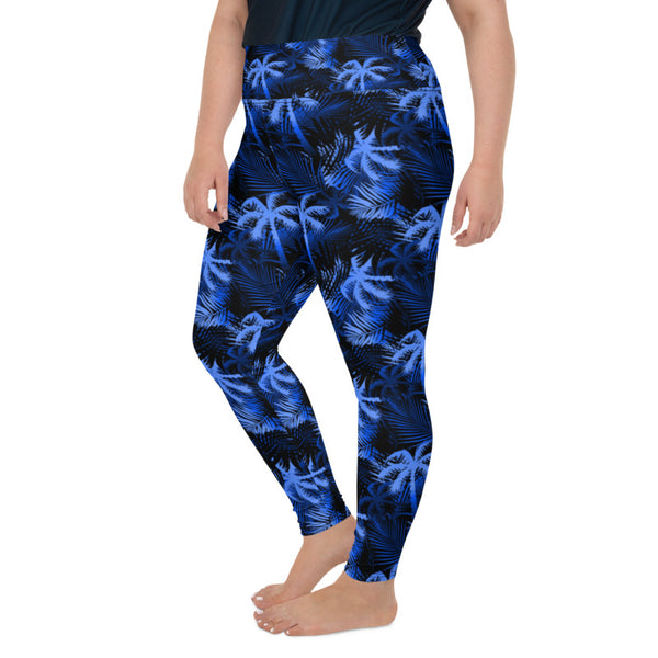 Apana Yoga Leggings Womens Medium Black Blue Floral Polyester Crop