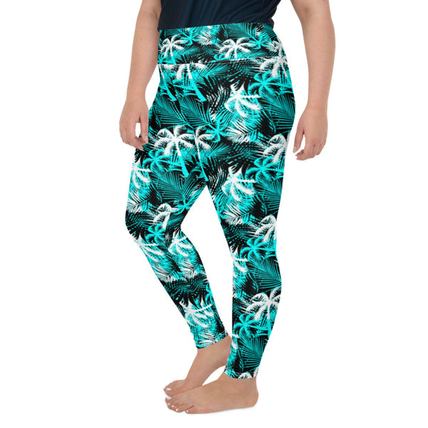 Hawaii Hangover Women's Tropical Print Performance Yoga Excercise Full  Ankle Length Legging in Side Flamingo FLoral in Black XS/S 