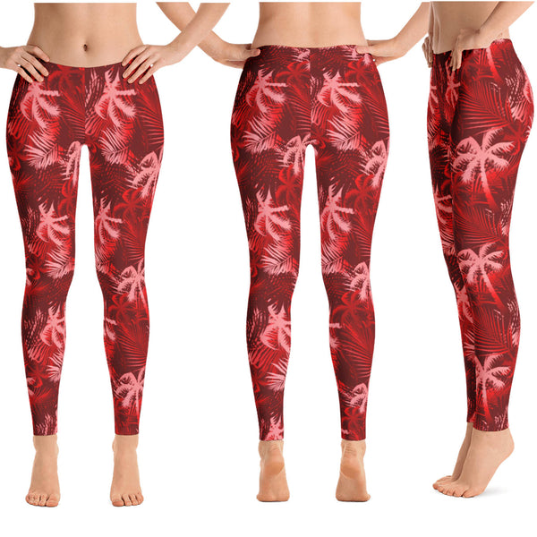 Hawaiian Tropical Palm Tree and Fern Long Yoga Leggings - 9 Colors