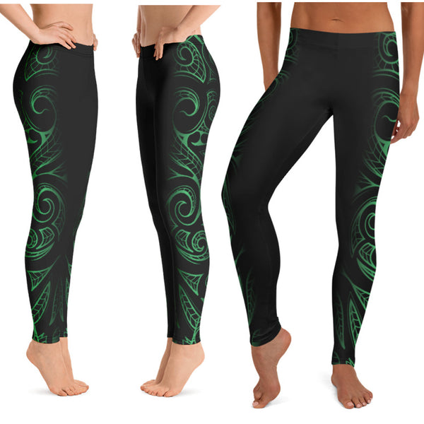 Polynesian green leggings